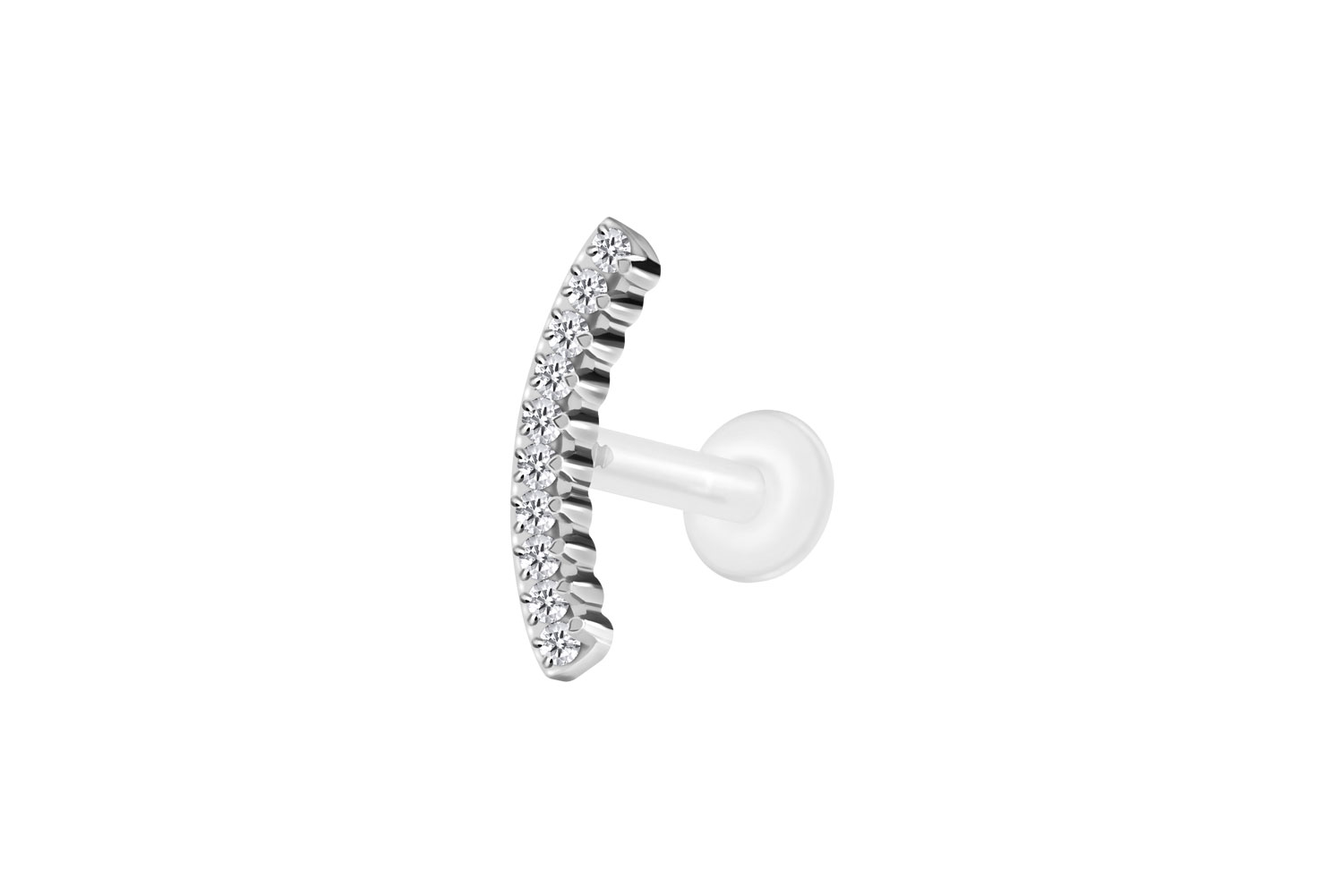 PTFE Labret Piercing mit Innengewinde + Titan-Aufsatz KRISTALLBOGEN